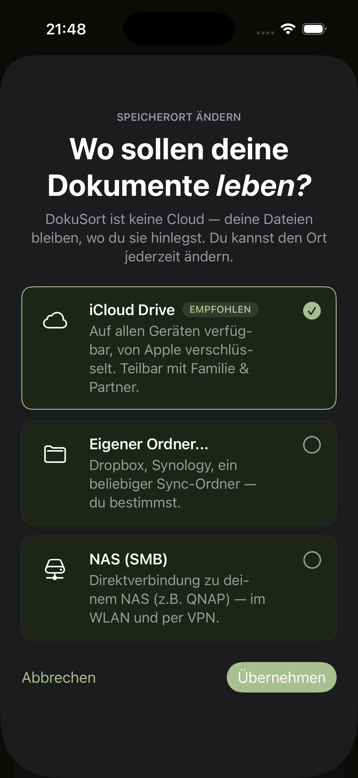 DokuSort iOS Stammdaten Verwaltung