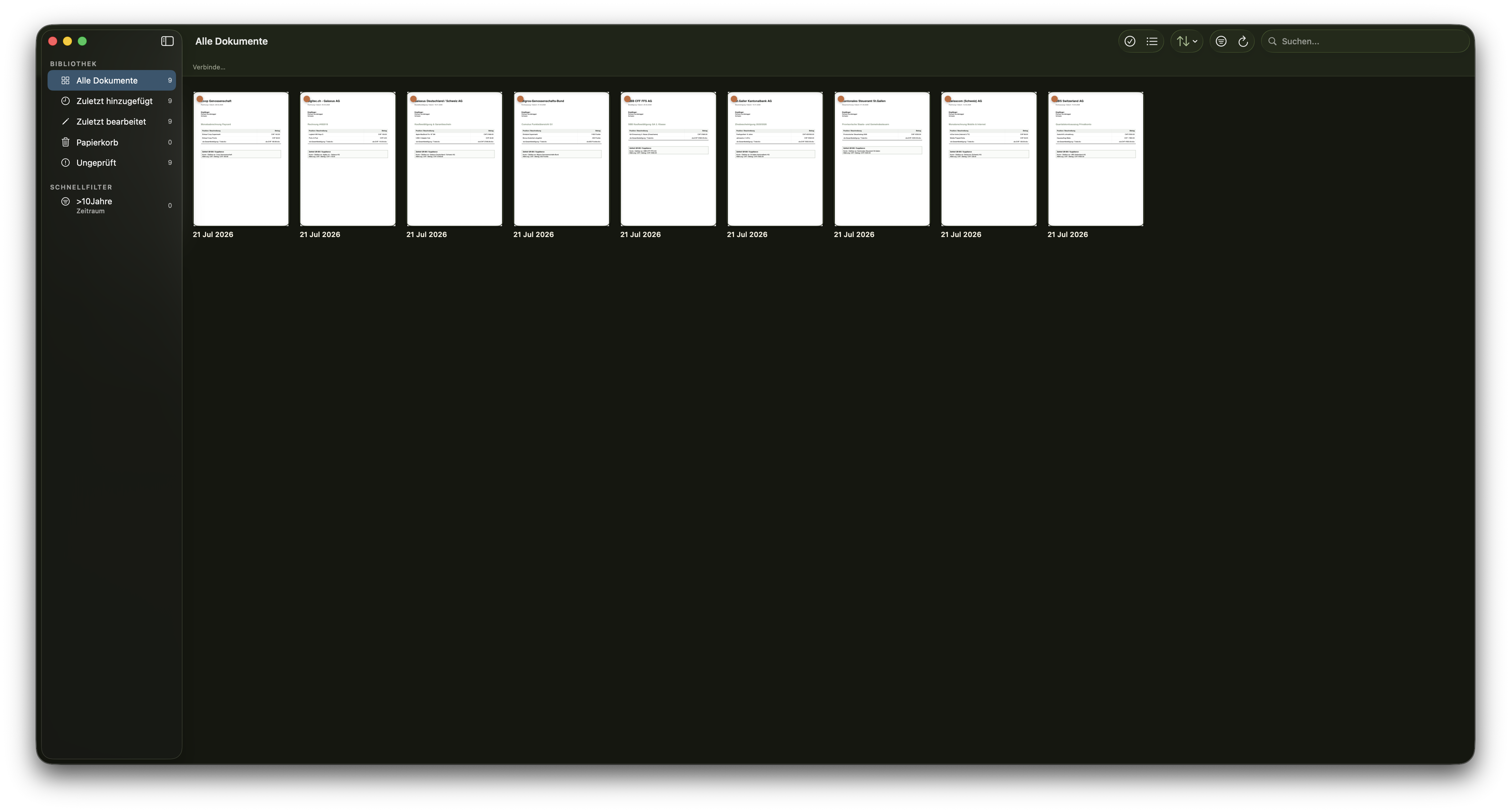 DokuSort macOS Bibliothek Preview